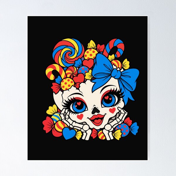 Item preview, Cute Red and Blue Candy Skull Halloween designed and sold by Aimetoi.