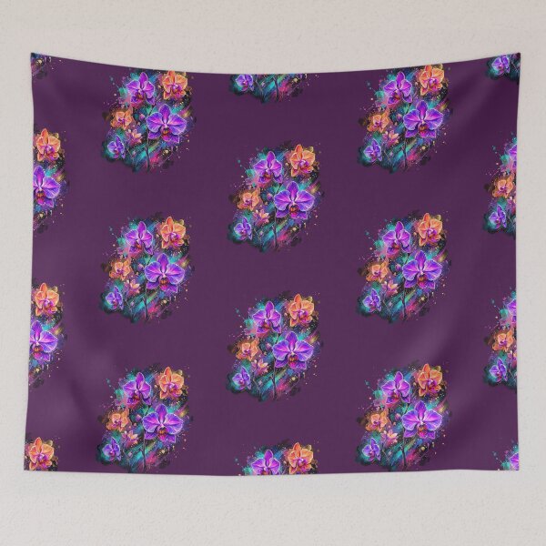 Item preview, Vibrant Cosmic Orchids - Abstract Watercolor Floral Splash designed and sold by Chroma Dreams .