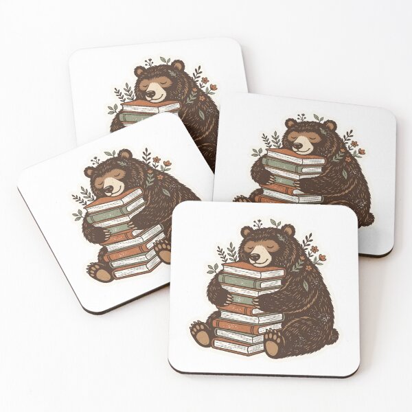 Item preview, Sleepy Brown Bear Hugging Giant Book Stack designed and sold by Untamed Paws.