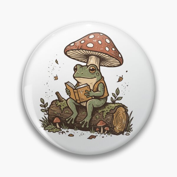 Item preview, Cute Cottagecore Frog Reading Under Mushroom Umbrella designed and sold by cozynoockstudio.