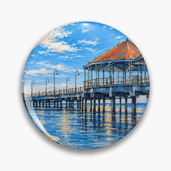 Item preview, Redcliffe Australia. Blue Sky Red Pier   designed and sold by BRETT'S ART STUDIO.