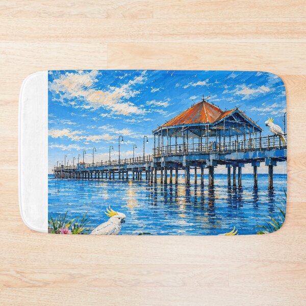 Item preview, Redcliffe Australia. Blue Sky Red Pier   designed and sold by BRETT'S ART STUDIO.