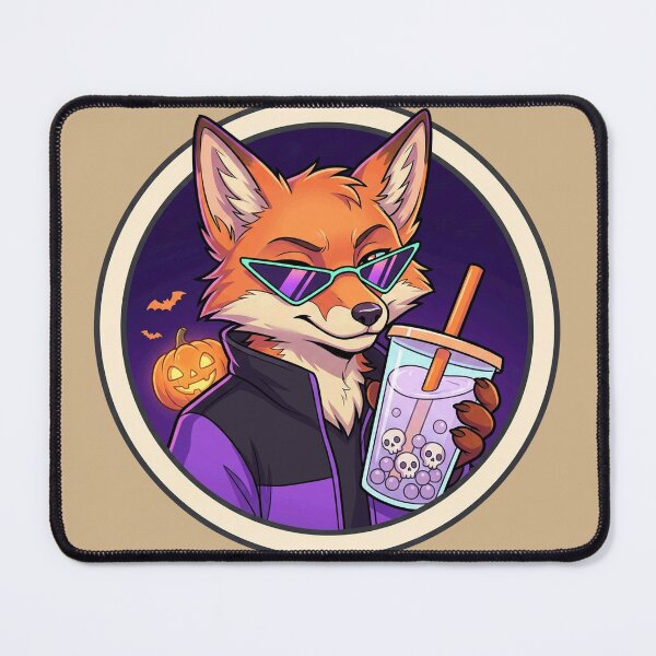 Item preview, Cool Fox Enjoying Spooky Boba Tea designed and sold by ELmestka.