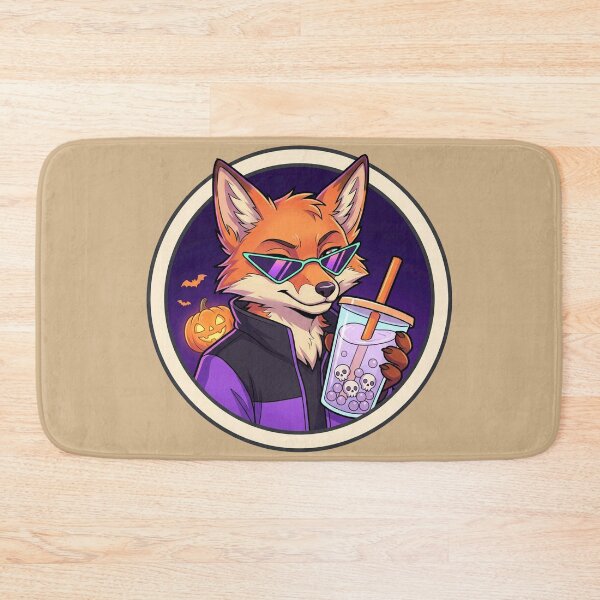 Item preview, Cool Fox Enjoying Spooky Boba Tea designed and sold by ELmestka.