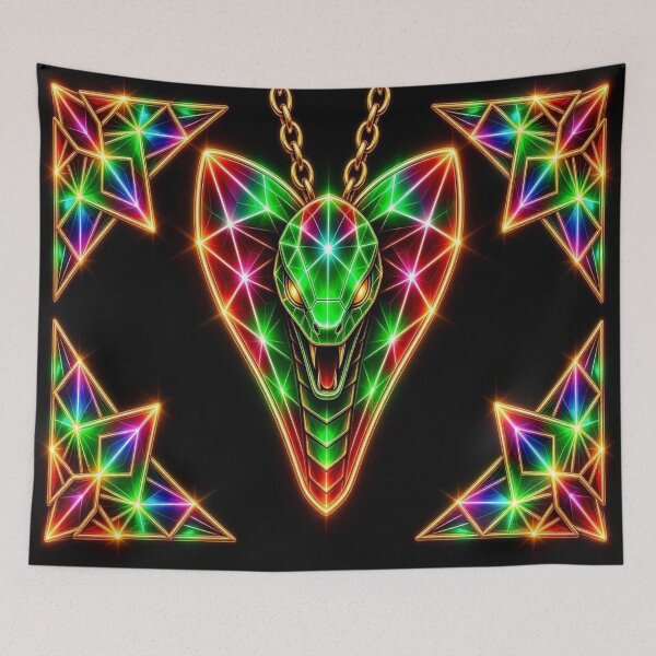 Item preview, Cosmic Neon Cobra Crystal Pendant - Futuristic Cyberpunk Snake designed and sold by Breezes-of-Ida.