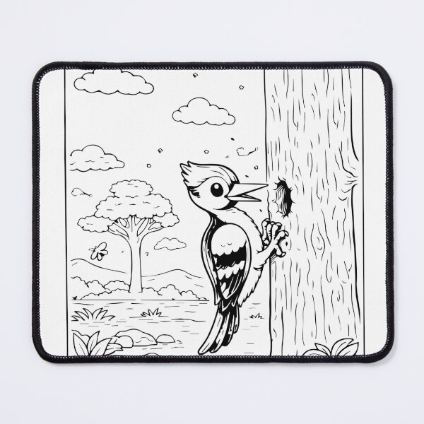 Item preview, Coloring book style print. Woodpecker designed and sold by MS Production.