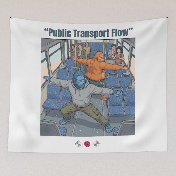 Item preview, Public Transport Flow - Funny Bigfoot Bus Yoga Cartoon designed and sold by Whimsy Trail Co.