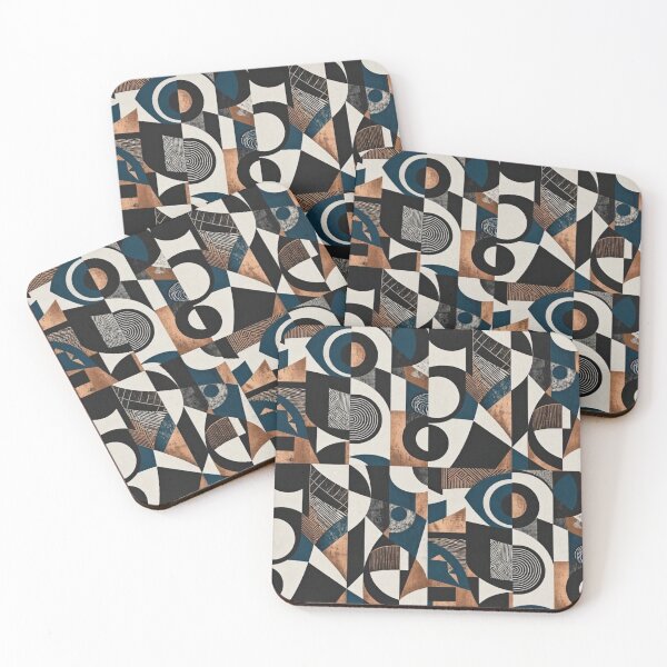 Item preview, Modern Geometric Collage - Abstract Boho Navy and Gold Pattern designed and sold by Dogandesighn.