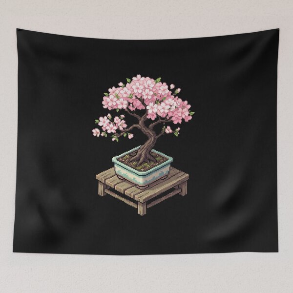 Item preview, Pixel Art Japanese Cherry Blossom Bonsai Tree designed and sold by bvdesignart.