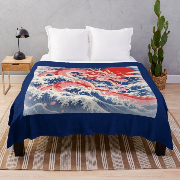 Item preview, Pink Japanese Dragon Riding the Great Wave – Ukiyo-e Art Main tag: japanese designed and sold by Britishdelights.