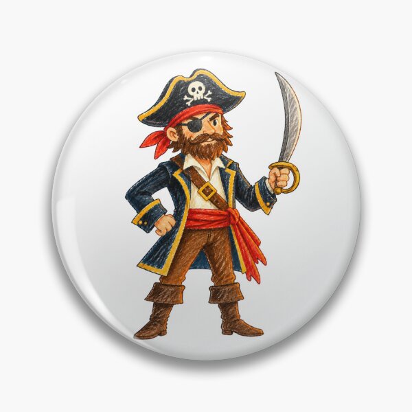 Item preview, Funny Pirate with Cutlass – Cute Cartoon Pirate Halloween Art designed and sold by 21degrees-club.