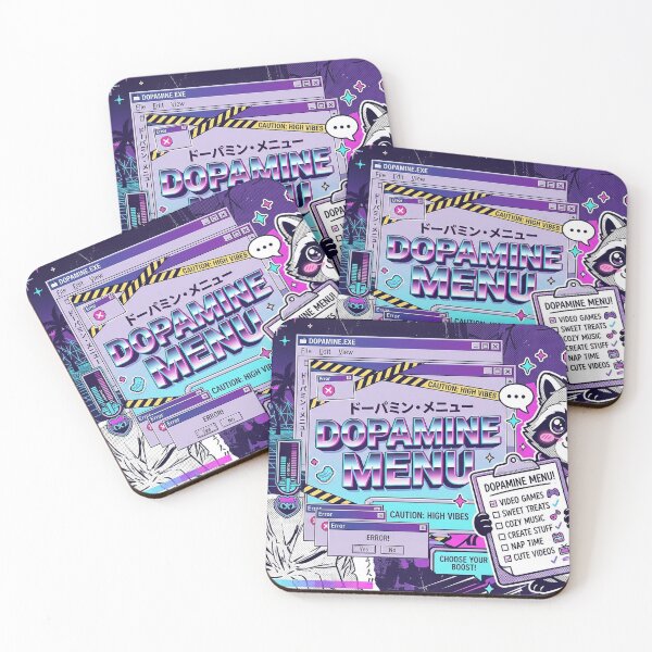 Item preview, Dopamine Menu Vaporwave Raccoon Desk Mat designed and sold by Visual Dept..