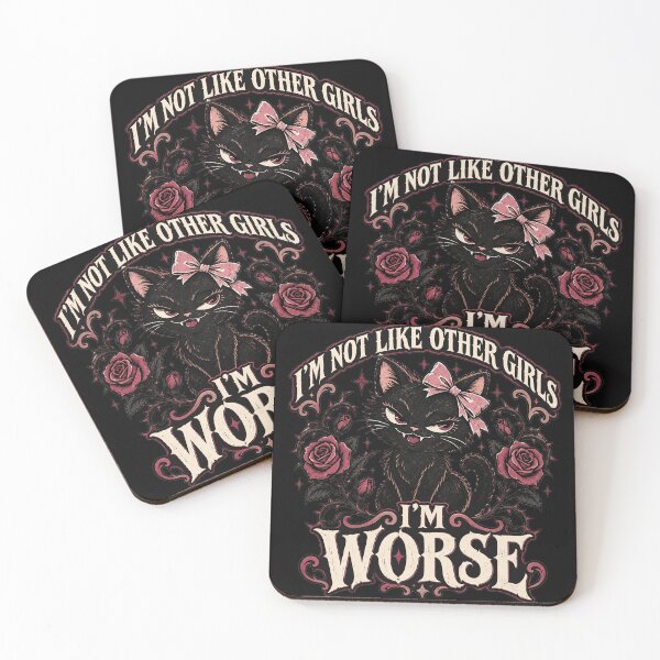 Item preview, I'm Not Like Other Girls I'm Worse – Funny Goth Cat Dark Humor designed and sold by DesignsDominus.