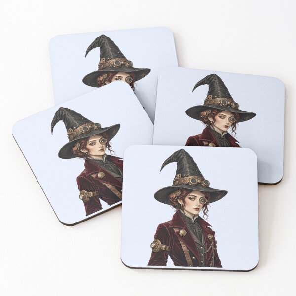 Item preview, Steampunk Witch – Victorian Woman with Goggles and Witch Hat designed and sold by SweetLilith.
