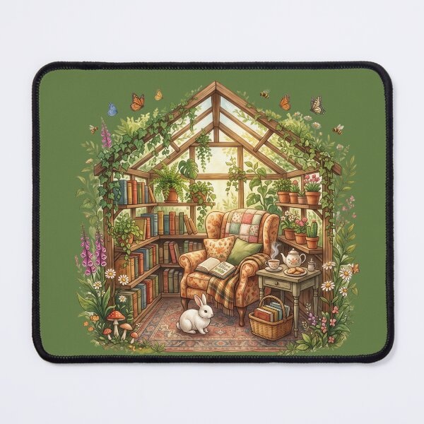 Item preview, Greenhouse Book Nook Botanical Cottagecore Reading Art designed and sold by SebastianSpace.