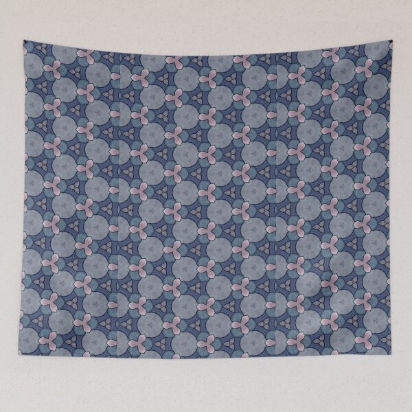 Item preview, Soft Lilac Dusty Mauve Slate Blue Indigo Hexagonal Triquetra Tile Pattern Mandala - Duvet Cover designed and sold by ArithraStudio.