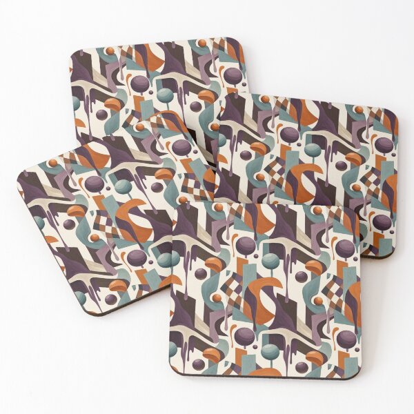 Item preview, Abstract Surrealist Geometric Pattern - Terracotta Teal & Purple Art designed and sold by Dogandesighn.