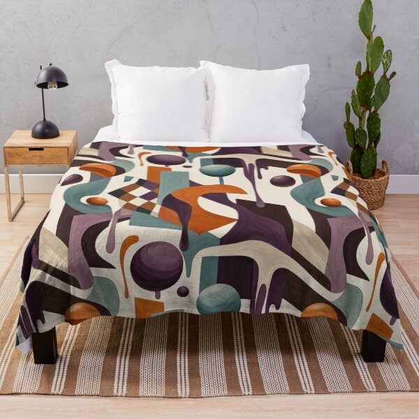 Item preview, Abstract Surrealist Geometric Pattern - Terracotta Teal & Purple Art designed and sold by Dogandesighn.