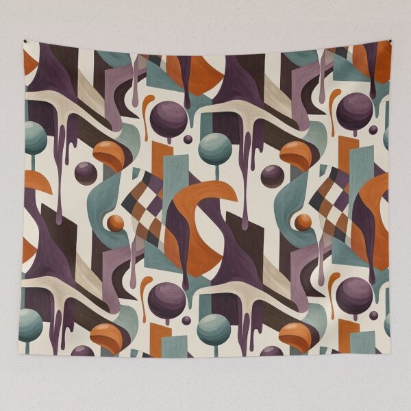 Item preview, Abstract Surrealist Geometric Pattern - Terracotta Teal & Purple Art designed and sold by Dogandesighn.