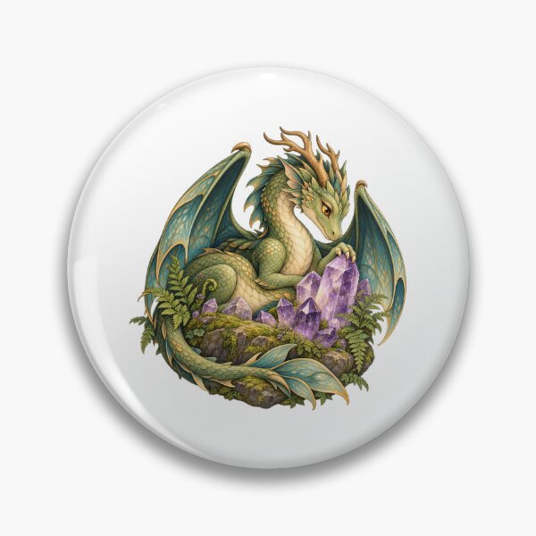 Item preview, Sage Dragon Guarding Amethyst Crystals designed and sold by MushroomHut.