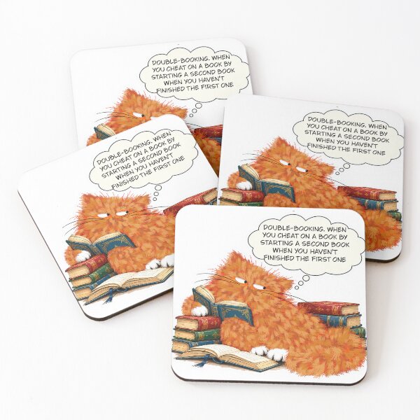 Item preview, Double Booking – Funny Bookworm Cat designed and sold by TrueWoven Studio.
