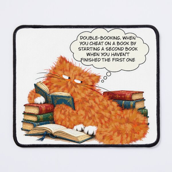 Item preview, Double Booking – Funny Bookworm Cat designed and sold by TrueWoven Studio.