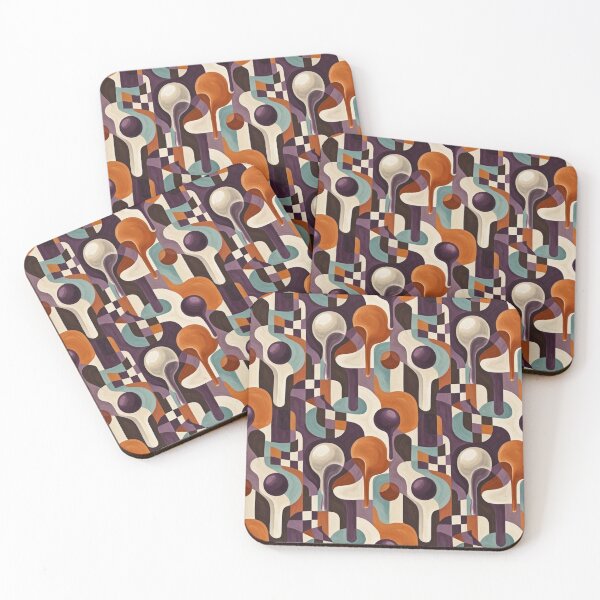 Item preview, Surreal Fluid Geometry - Deep Purple & Orange Dripping Shapes Art designed and sold by Dogandesighn.