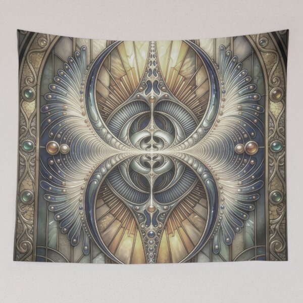 Item preview, Ethereal Art Nouveau Winged Sacred Geometry Poster designed and sold by Frackxion.