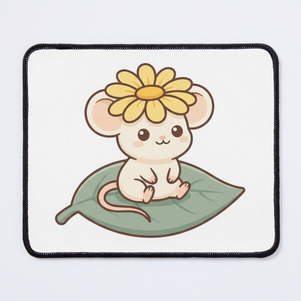Item preview, Cute Mouse Wearing a Flower Hat – Kawaii Floral Animal designed and sold by Critter Bloom.