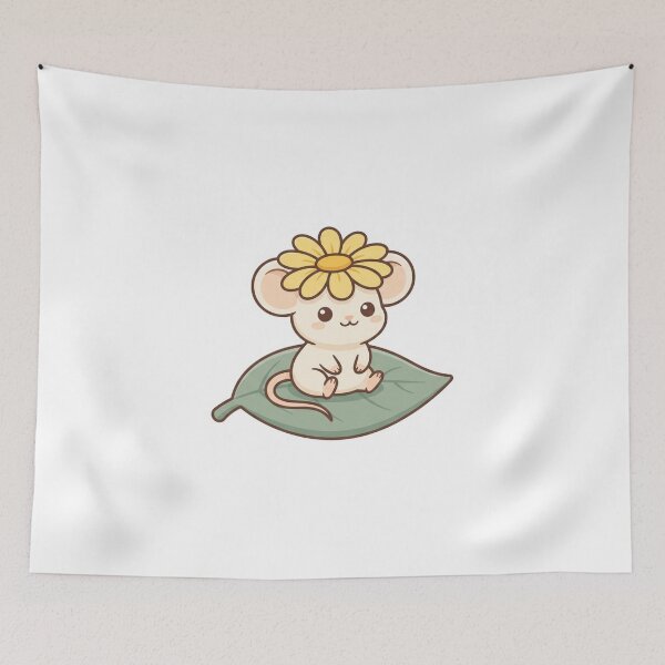 Item preview, Cute Mouse Wearing a Flower Hat – Kawaii Floral Animal designed and sold by Critter Bloom.