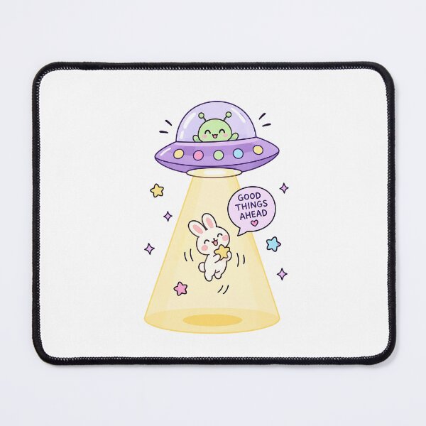 Item preview, Cute Alien UFO Abduction Bunny – Good Things Ahead Pastel Kawaii Space Art designed and sold by LexaArtworks.