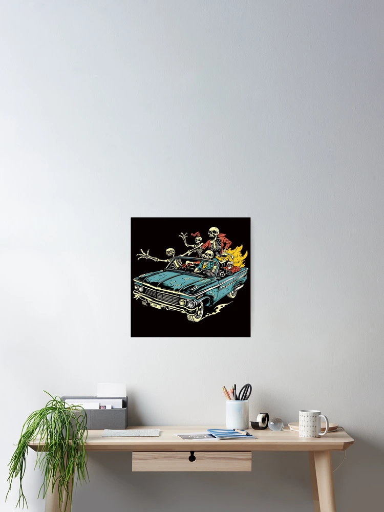 Thumbnail 2 of 3, Poster, Skeleton Convertible Night Ride designed and sold by Structure-Blue.