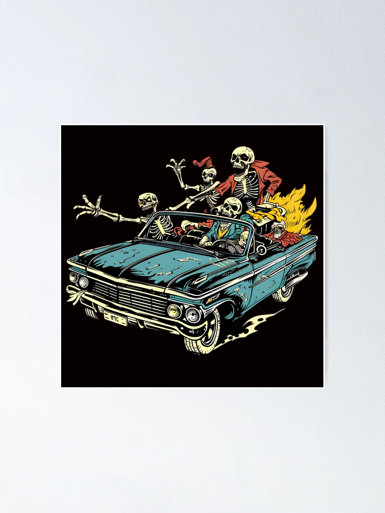 Thumbnail 1 of 3, Poster, Skeleton Convertible Night Ride designed and sold by Structure-Blue.