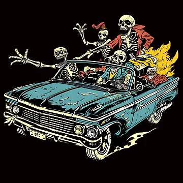 Artwork thumbnail, Skeleton Convertible Night Ride by Structure-Blue