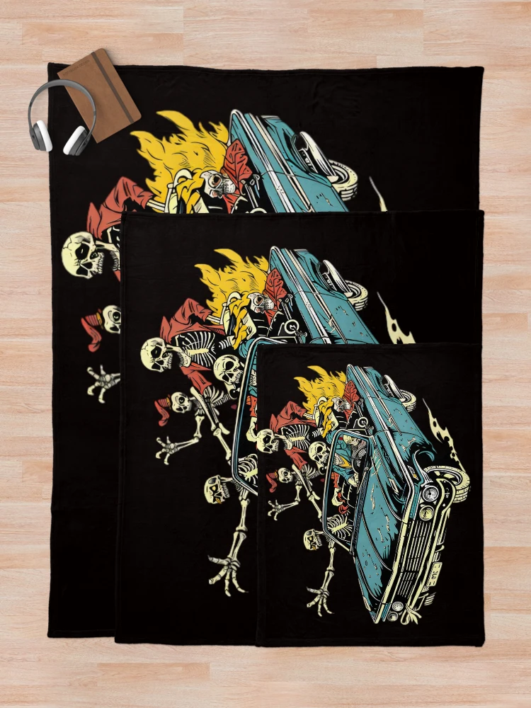 Thumbnail 5 of 6, Throw Blanket, Skeleton Convertible Night Ride designed and sold by Structure-Blue.