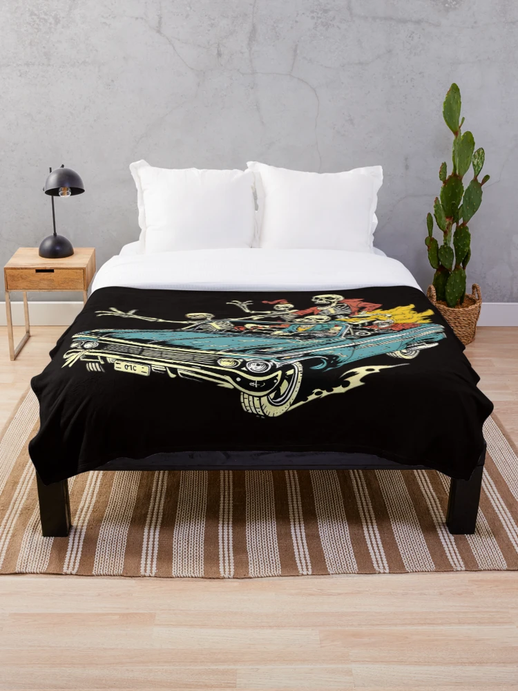 Thumbnail 1 of 6, Throw Blanket, Skeleton Convertible Night Ride designed and sold by Structure-Blue.