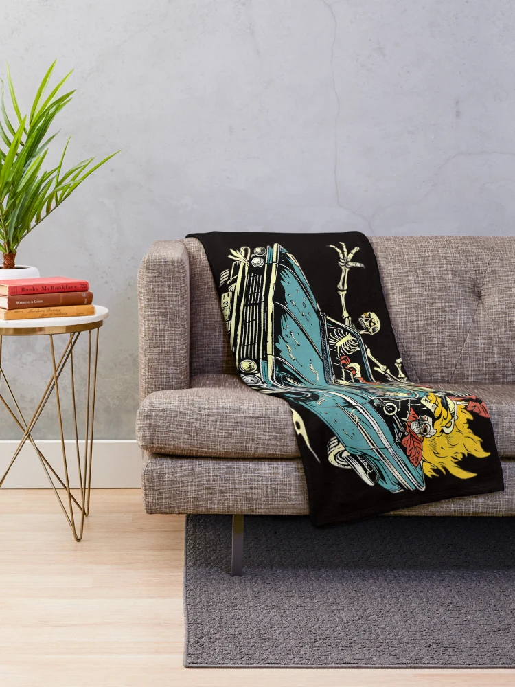 Thumbnail 2 of 6, Throw Blanket, Skeleton Convertible Night Ride designed and sold by Structure-Blue.