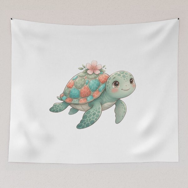 Item preview, Little Turtle Garden – Cute Kawaii Turtle and Flowers designed and sold by Critter Bloom.