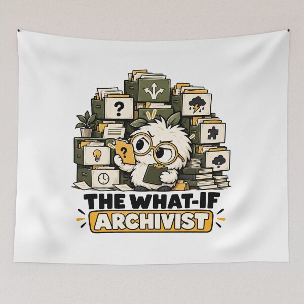 Item preview, What-If Archivist for Overthinkers | Absurdist Art designed and sold by pradeepvisuals.