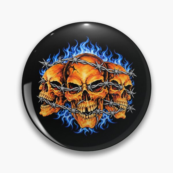 Item preview, Flaming Skull Cluster with Barbed Wire designed and sold by SassCity.