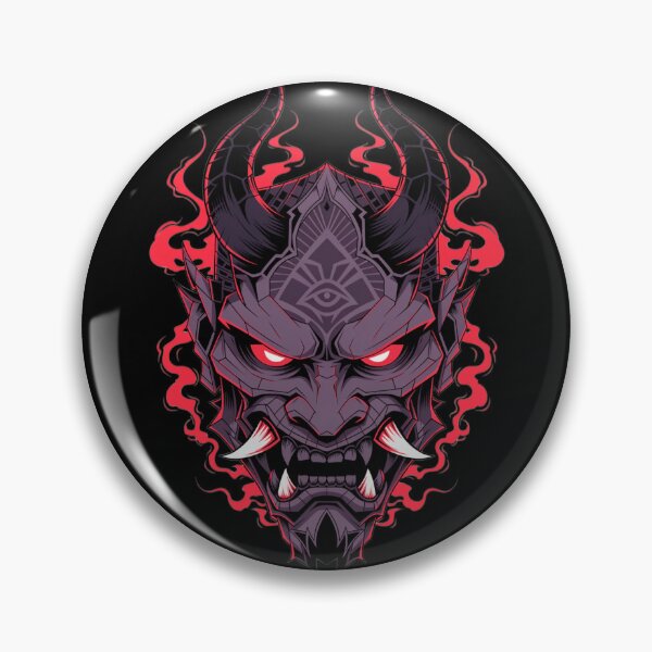Item preview, Menacing purple Japanese demon artwork with crimson smoke designed and sold by Rostislav Bouda.