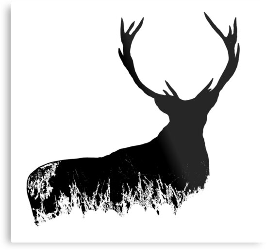 Stag Silhouette Metal Print By Simon Dell Redbubble   Mp,550x550,gloss,ffffff,t.u2 