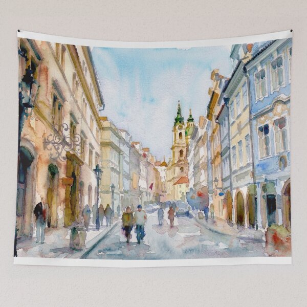 Item preview, Prague Street Watercolor Mala Strana designed and sold by caracatita75.