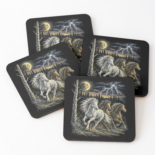 Item preview, Moonlit Wild Horses in Storm designed and sold by SassCity.