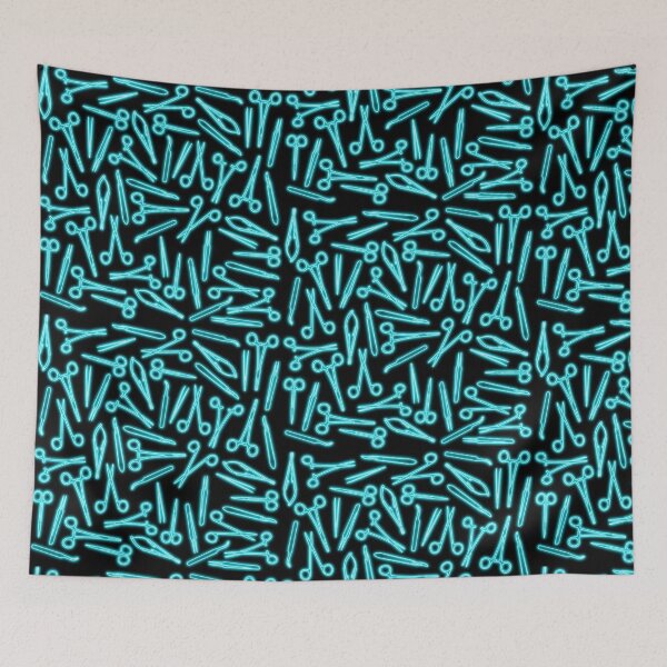 Item preview, Neon Blue Surgical Tools Pattern designed and sold by emmacatwheels.