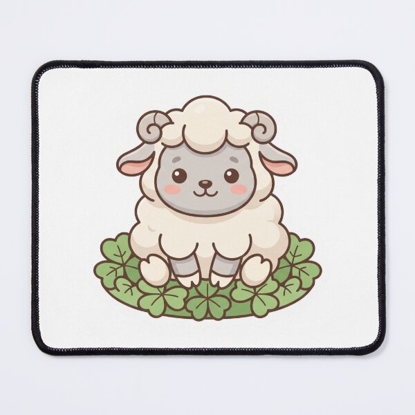 Item preview, Little Lamb in Clover – Cute Kawaii Sheep designed and sold by Critter Bloom.
