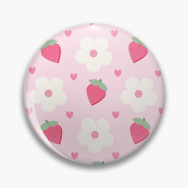 Item preview, Pink Strawberry and White Daisy Pattern with Tiny Hearts designed and sold by katerin17.