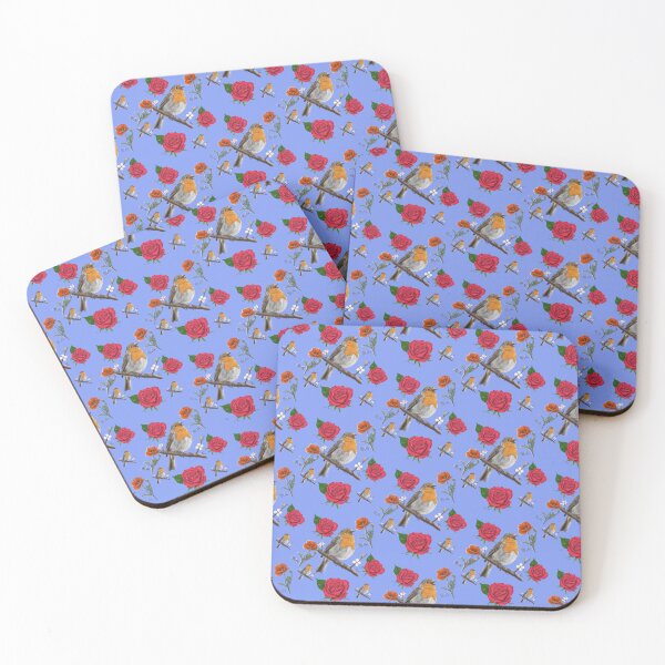 Item preview, Robin and Red Roses Vintage Floral Pattern designed and sold by hopenoli_art.