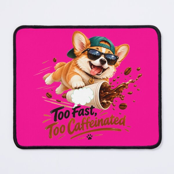 Item preview, Too Fast Too Caffeinated Funny Skater Corgi designed and sold by CorgiCoffeeHub.
