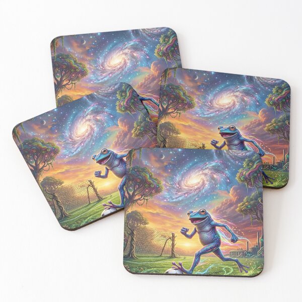 Item preview, Cosmic Alien Frog Soccer Player Football Galaxy Pop Surrealism designed and sold by Rain-Road.